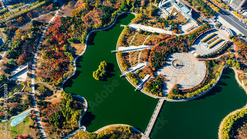 Canvas Print Autumn urban landscape of Changchun, China