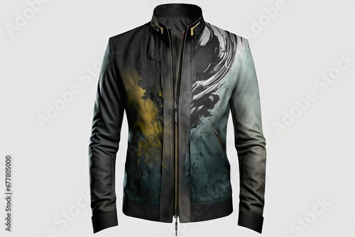 Mens leather jacket on a mannequin, isolated on white background