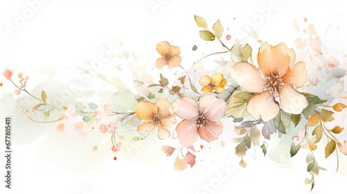  a watercolor painting of flowers on a white background with a splash of paint on the bottom of the image.