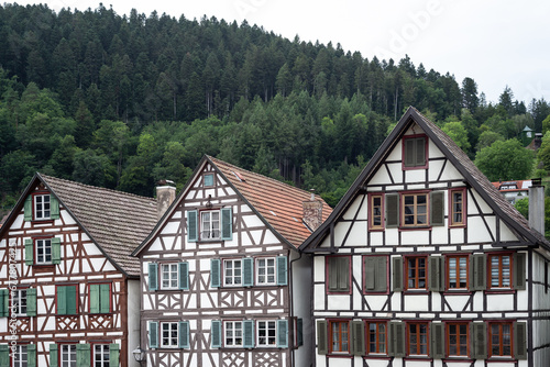 Traditional facades of Schiltach in Black Forest  Germany.