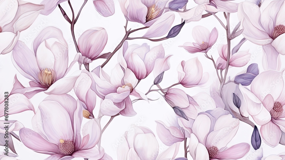  a painting of a bunch of flowers on a white background with pink and purple flowers on the side of the picture.