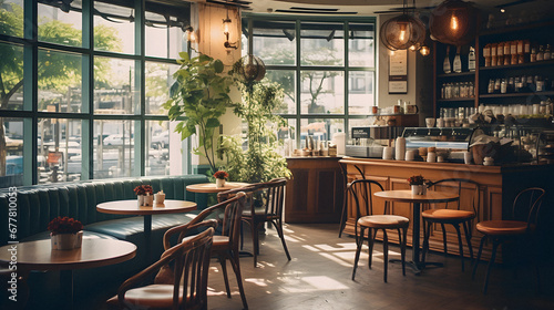 Charming Cozy Coffee Shop with Vintage Decor  Enhanced with Soft and Muted Tones to Evoke a Nostalgic and Inviting Atmosphere