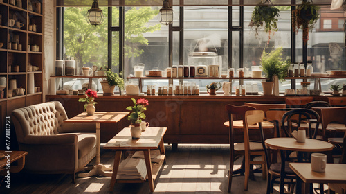 Charming Cozy Coffee Shop with Vintage Decor, Enhanced with Soft and Muted Tones to Evoke a Nostalgic and Inviting Atmosphere © Aaron Wheeler