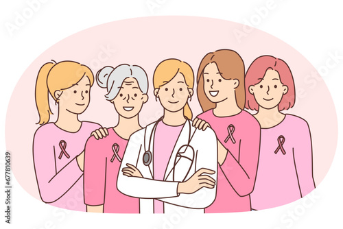 Healthy women beat cancer and female oncologist