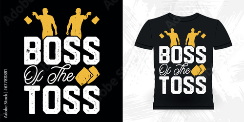 Boss Of The Toss Funny Cornhole Player Retro Vintage Cornhole T-shirt Design