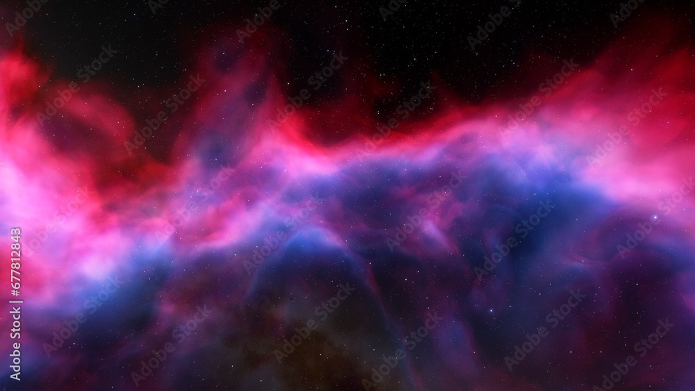 Cosmic background with a blue purple nebula and stars
