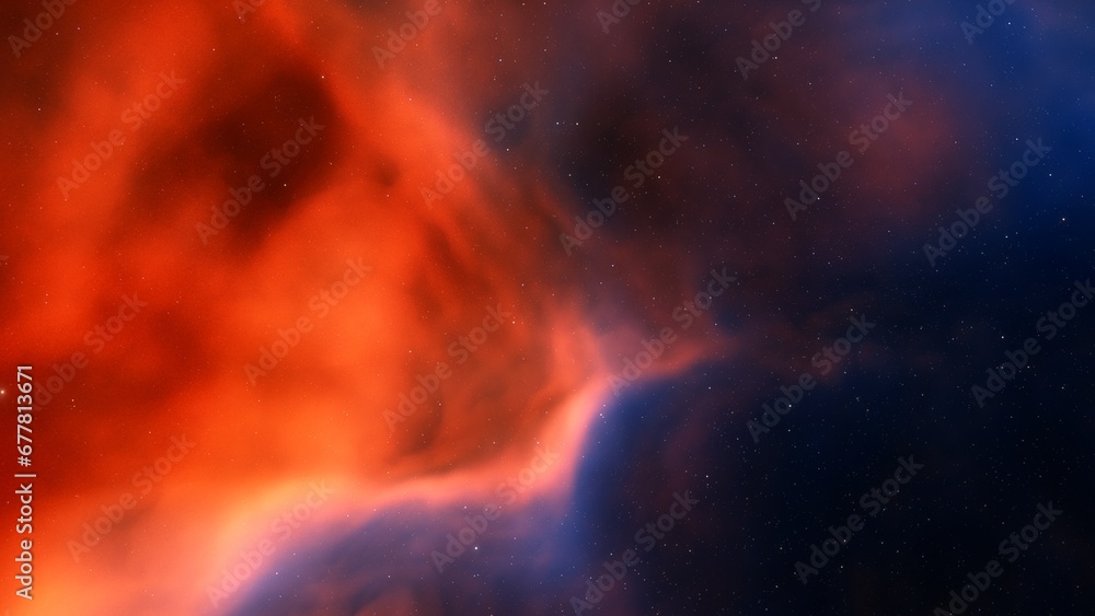 Deep space nebula with stars. Bright and vibrant Multicolor Starfield Infinite space outer space background with nebulas and stars. Star clusters, nebula outer space background 3d render
