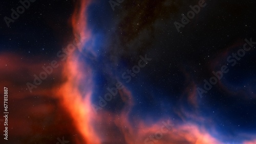 Deep space nebula with stars. Bright and vibrant Multicolor Starfield Infinite space outer space background with nebulas and stars. Star clusters, nebula outer space background 3d render  © ANDREI