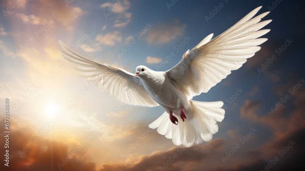 Obraz premium dove in flight ai generated