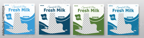Dairy farm products milk sale social media post template for modern marketing business and national milk day sales promotion