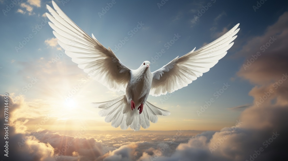 dove of peace in the sky ai generated