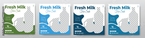 Dairy farm products milk sale social media post template for modern marketing business and national milk day sales promotion