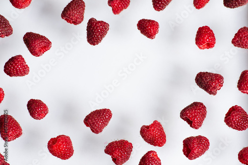 Raspberries on white