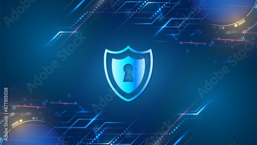 Vector illustration of data security services. Data protection, privacy, and internet security concept. Hi-tech various background. Cyber security for business and internet projects.