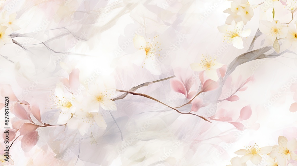 a painting of white and pink flowers on a white and pink background with a gray branch and light pink and white flowers. a painting of white and pink flowers on a white and pink background with a gray branch and light pink and white flowers.