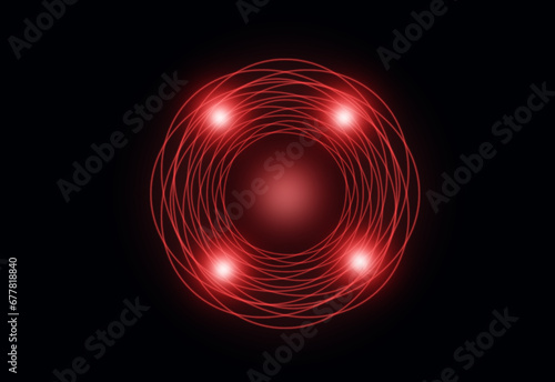 red circle of shiny particles on transparent background