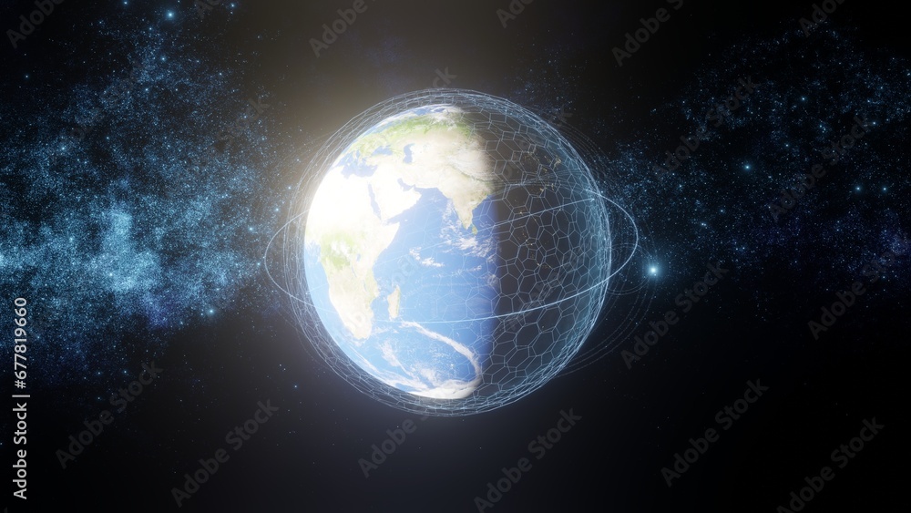Fototapeta premium Communication technology for internet business. Global world network and telecommunication on earth