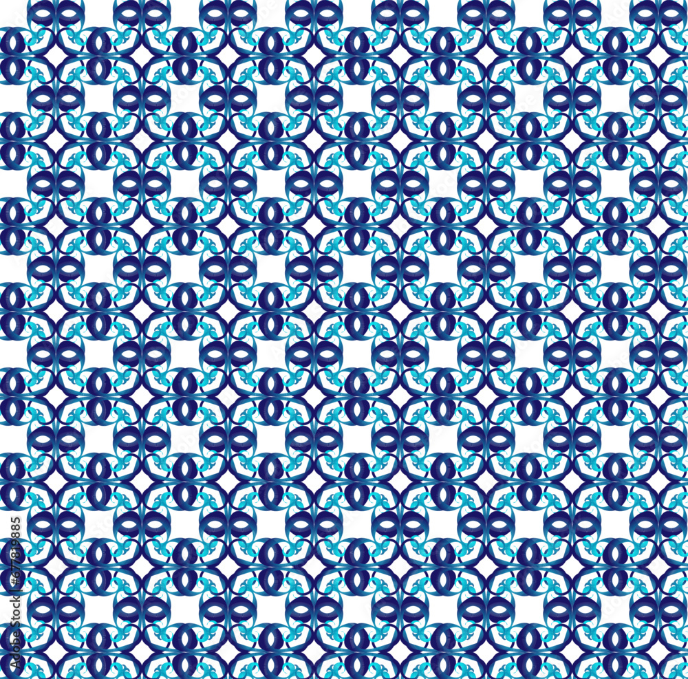 Vector abstract seamless pattern in blue color on white background
