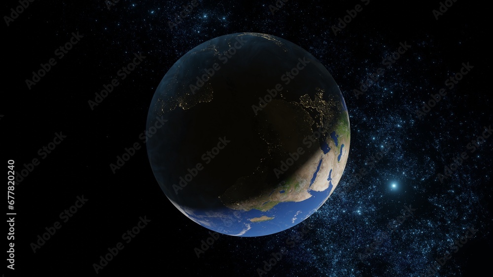 Planet Earth. Day and Night Side of Globe Planet