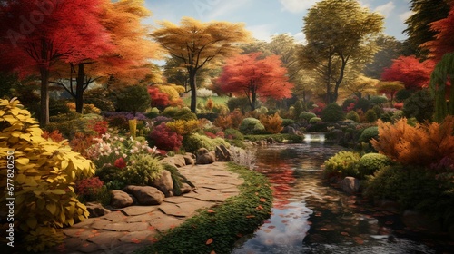 Pictures of garden to illustrate the seasonal changes in fall: