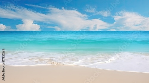 Beautiful seascape with sand and blue sky. Nature background. © Creative Canvas