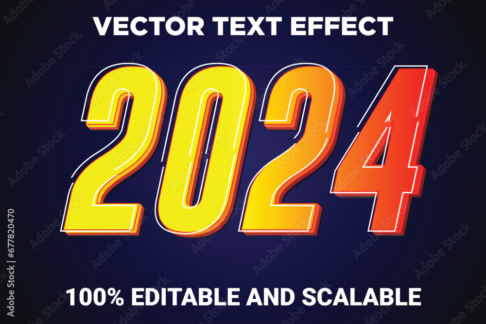 Vector Happy New Year 2024 banner design template with text effect and fully editable elements Vector Happy New Year 2024 banner design template with text effect and fully editable elements