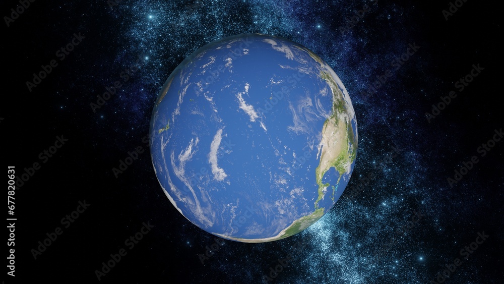 Naklejka premium Planet Earth in the Starry Sky of Solar System in Space.