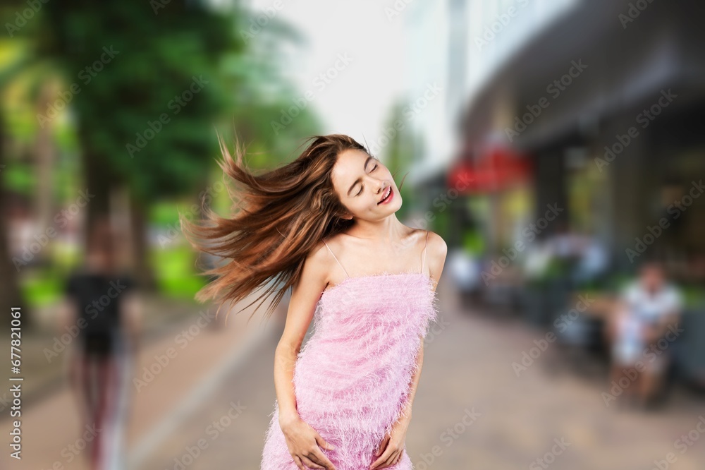 Portrait of young happy female in the street Portrait of young happy female in the street