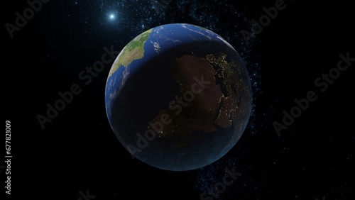 Planet Earth and Dark Space with Stars