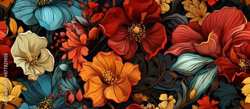 Mixed colorful flowers background. Vibrant colors of mixed flowers backdrop