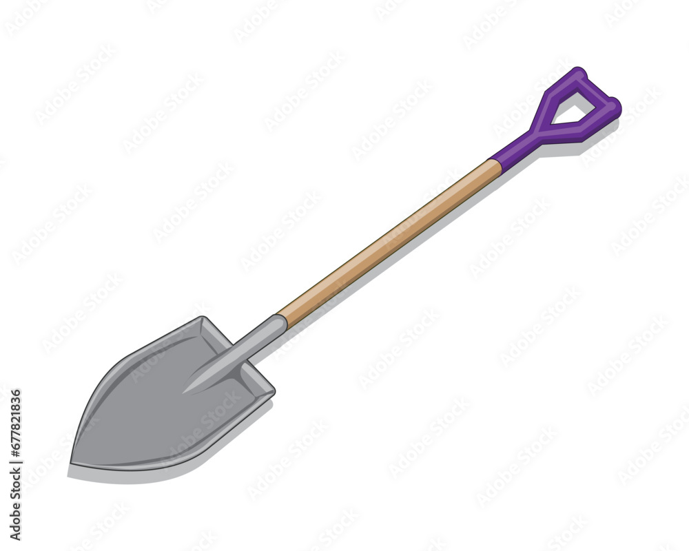 vector design of a shovel with a purple top handle and a brown handle which is usually used as a tool for working in building or house construction projects vector design of a shovel with a purple top handle and a brown handle which is usually used as a tool for working in building or house construction projects
