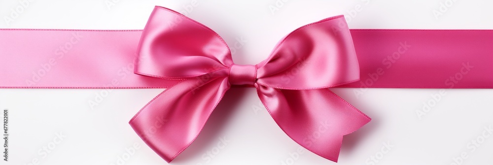 Pink ribbon with bow isolated on white background, birthday or valentine's day, banner Pink ribbon with bow isolated on white background, birthday or valentine's day, banner
