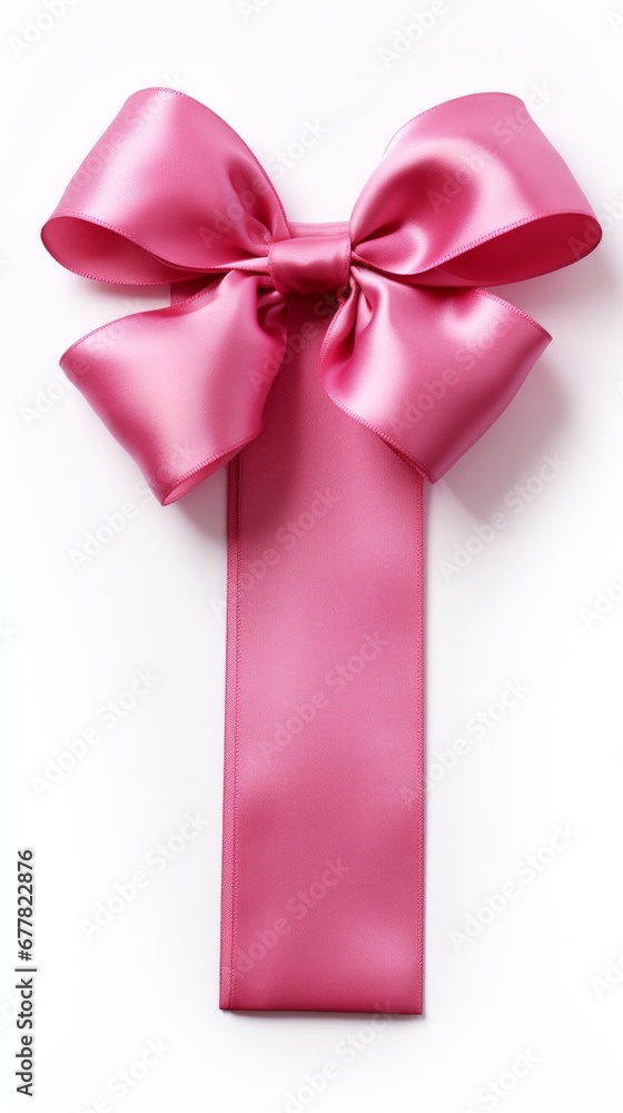 Pink ribbon with bow isolated on white background, birthday or valentine's day Pink ribbon with bow isolated on white background, birthday or valentine's day