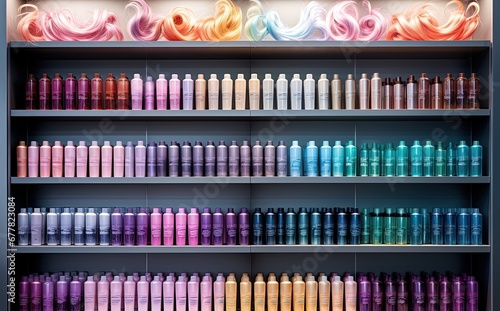 Colorful Hair Care Products Displayed on Shelves with KEVIN.MURphy Brand