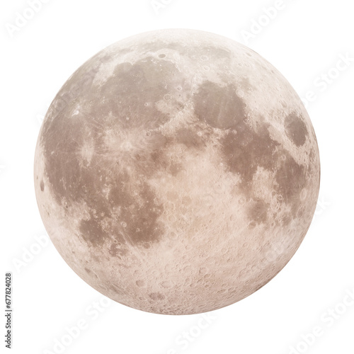 Close up of full moon on transparent background