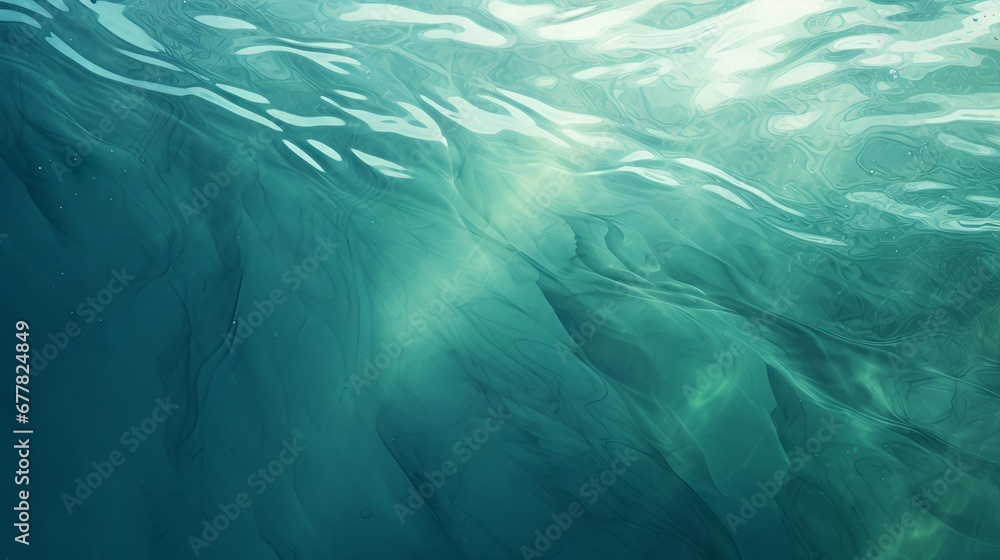dark green and blue pastel colors, smooth shapes, sun refletion on water, copy space, 16:9 dark green and blue pastel colors, smooth shapes, sun refletion on water, copy space, 16:9