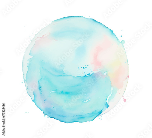 Abstract watercolor circle painted background, Blue watercolor photo