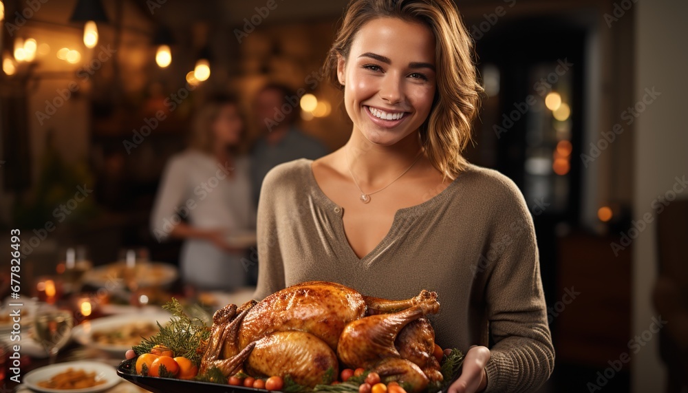 Familia sentada a la mesa celebrando las fiestas de Navidad. Cena ...