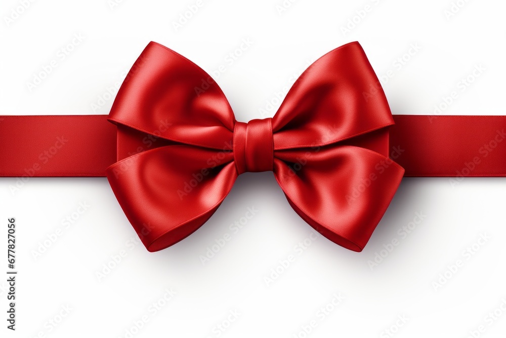 Red ribbon with bow isolated on white background, birthday or valentine's day Red ribbon with bow isolated on white background, birthday or valentine's day