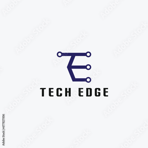 Letter TE vector monogram logo design for a technology business named Tech Edge