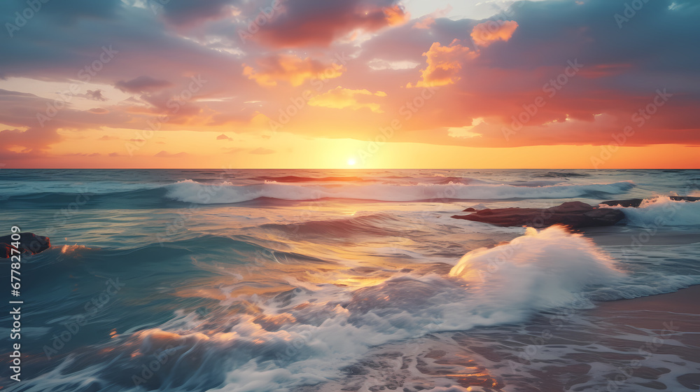 The gentle sound of waves lapping against the coast. The sun's rays shimmer on each wave as it lands on the beach. Take time to value nature's allure. Crafted with AI.
