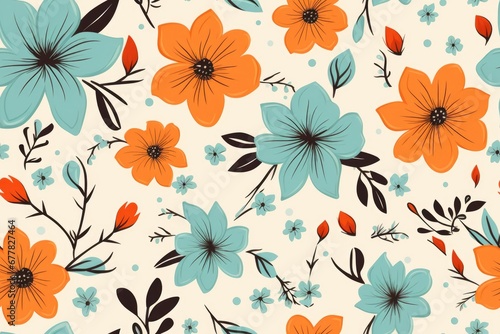 Flower retro background, seamless pattern