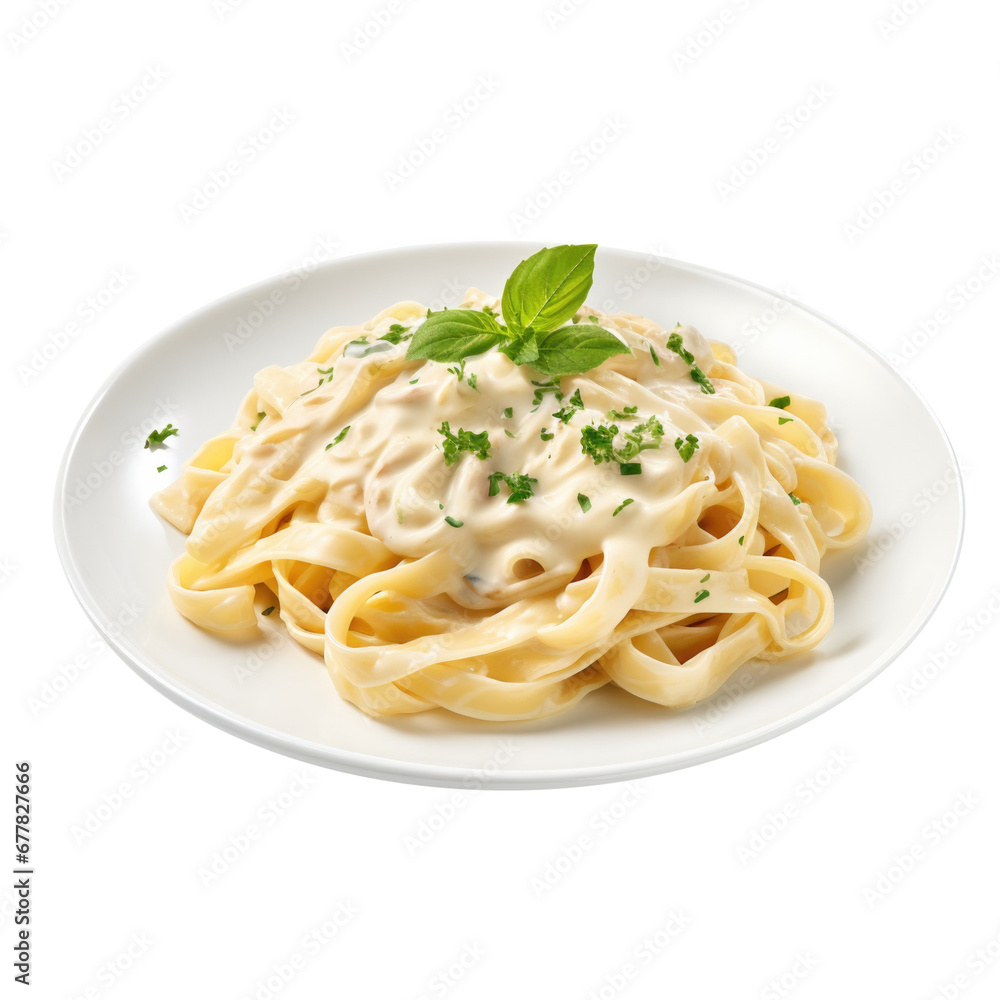 Fettuccine Alfredo Isolated on a Transparent Background