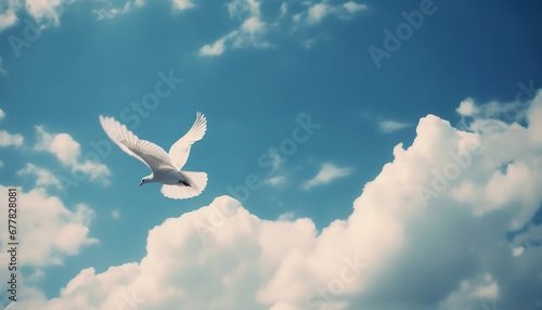 Seagull soaring mid air, symbol of peace and freedom in nature generated by AI