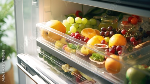 Refrigerator full of fresh fruits and vegetables, © muji
