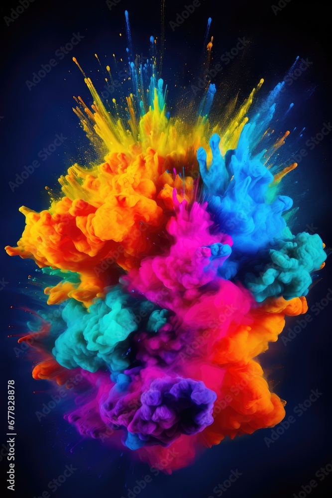 Colorful red and blue ink splashing into the air Colorful red and blue ink splashing into the air