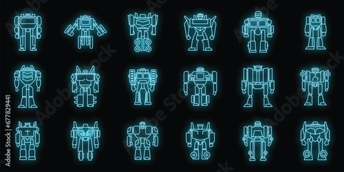 Futuristic robot-transneon color on black