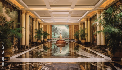 Famous place of spirituality, ancient cultures, and architectural reflection generated by AI