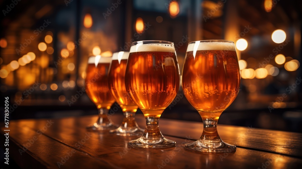 four glasses of beer in the bar premium four glasses of beer in the bar premium