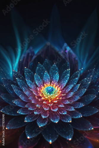 lotus flower, sparkle magical with glitter flower fantasy theme shining and glowing blossom, dreamy fantasy © vian